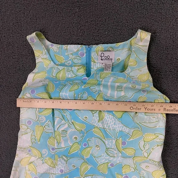Vintage Lilly Pulitzer Dress size 14 Fish Print Tropical Summer Sleeveless Blue - Picture 11 of 15